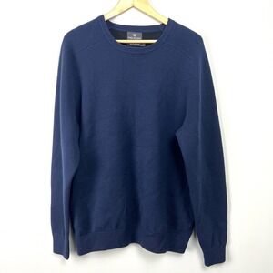 Mack Weldon Sweater Mens Large‎ Navy Blue Tech Cashmere Merino Crewneck Knit
